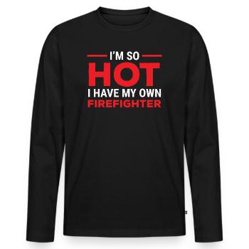 Je suis si chaud T-shirt femme épouse pompier - T-shirt manches longues Premium bio Homme - noir - Devant - Nico (187cm)