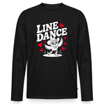 Hibou de danse en ligne Hibou drôle avec Stetson et bottes - T-shirt manches longues Premium bio Homme - noir - Devant - Nico (187cm)