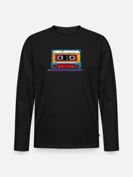 Mixtape Musik Tape Kassette 80er 90er Retro Stift - Männer Premium Bio Langarmshirt - Schwarz