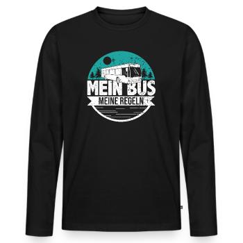Busfahrer Geschenk Linienbus - mein bus - Männer Premium Bio Langarmshirt - Schwarz - Vorne - Nico (187cm)