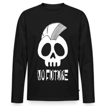 Tête de mort punk blanc - T-shirt manches longues Premium bio Homme - noir - Devant - Nico (187cm)