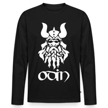 Dieu nordique Odin (blanc) - T-shirt manches longues Premium bio Homme - noir - Devant - Nico (187cm)