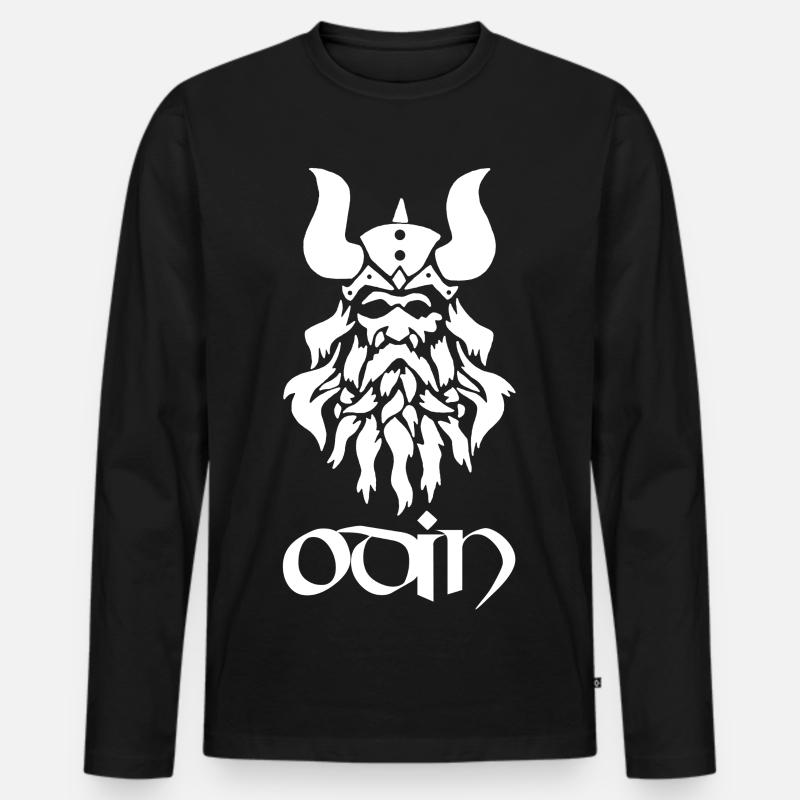 Nordischer Gott Odin (weiß) - Männer Premium Bio Langarmshirt - Schwarz