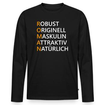 Roman Name Geschenk - Männer Premium Bio Langarmshirt - Schwarz - Vorne - Nico (187cm)