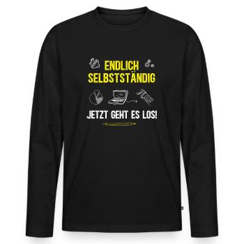 Endlich Selbstständig Selbstständigkeit Startup - Männer Premium Bio Langarmshirt - Schwarz - Vorne - Nico (187cm)