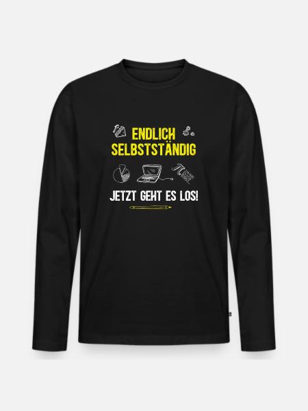 Endlich Selbstständig Selbstständigkeit Startup - Männer Premium Bio Langarmshirt - Schwarz