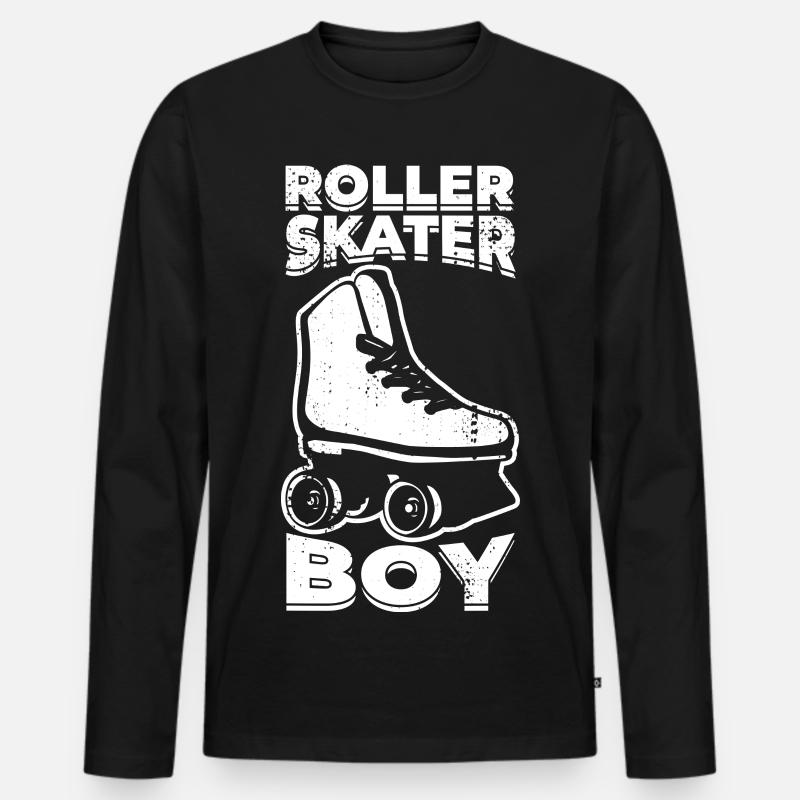 Roller Skater Junge - Männer Premium Bio Langarmshirt - Schwarz
