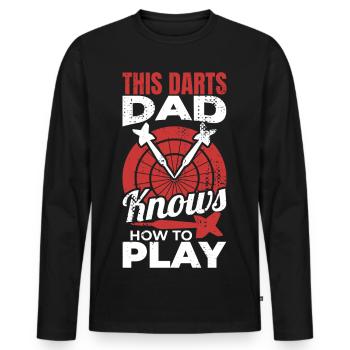 Dieser Darter Vater weiß wie man spielt - Männer Premium Bio Langarmshirt - Schwarz - Vorne - Nico (187cm)