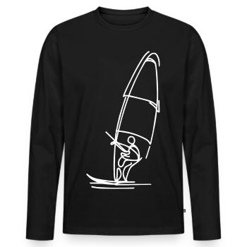 Croquis de planche à voile - T-shirt manches longues Premium bio Homme - noir - Devant - Nico (187cm)