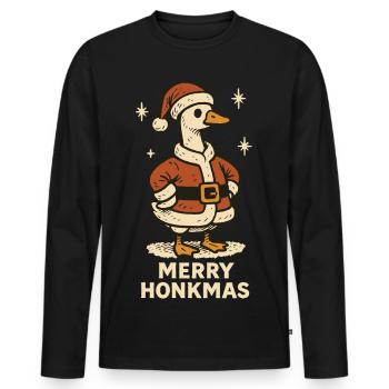 Christmas Goose Merry Honkmas Funny Family Xmas - Men's Premium Organic Long Sleeve Shirt - black - Front - Nico (187cm)