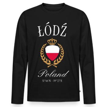 Łódź Polen Wappen Krone – Reise Souvenir - Männer Premium Bio Langarmshirt - Schwarz - Vorne - Nico (187cm)
