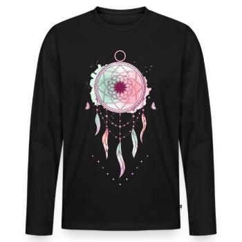 Spiritualität Meditation Heilige Geometrie Lotus - Männer Premium Bio Langarmshirt - Schwarz - Vorne - Nico (187cm)