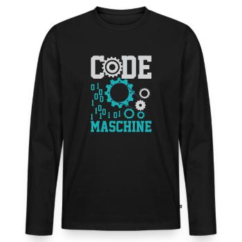 Chemise informatique de nerf d'ordinateur de code machine - T-shirt manches longues Premium bio Homme - noir - Devant - Nico (187cm)