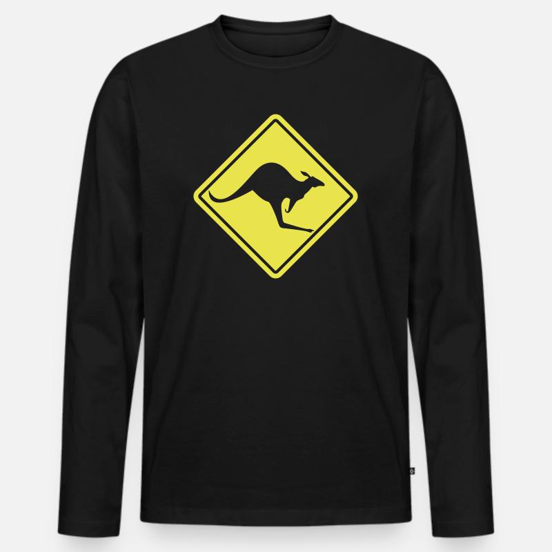 Känguru Schild Australien - Männer Premium Bio Langarmshirt - Schwarz