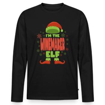 Winegrower Christmas Elf - Men's Premium Organic Long Sleeve Shirt - black - Front - Nico (187cm)