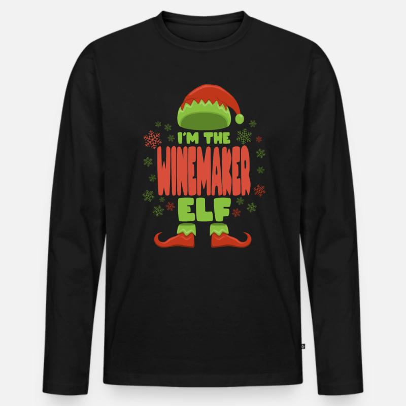 Winzer Weihnachtself - Männer Premium Bio Langarmshirt - Schwarz