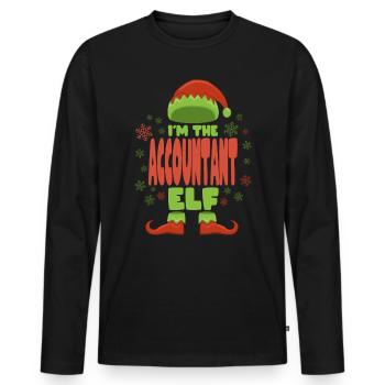 Comptable Elfe de Noël - T-shirt manches longues Premium bio Homme - noir - Devant - Nico (187cm)