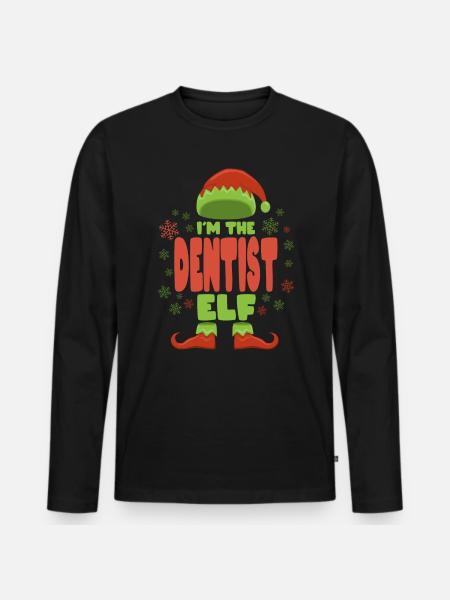 Dentist Christmas Elf - Men's Premium Organic Long Sleeve Shirt - black