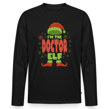 Doktor Weihnachtself - Männer Premium Bio Langarmshirt - Schwarz - Vorne - Nico (187cm)