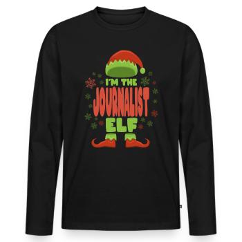 Journalist Weihnachtself - Männer Premium Bio Langarmshirt - Schwarz - Vorne - Nico (187cm)