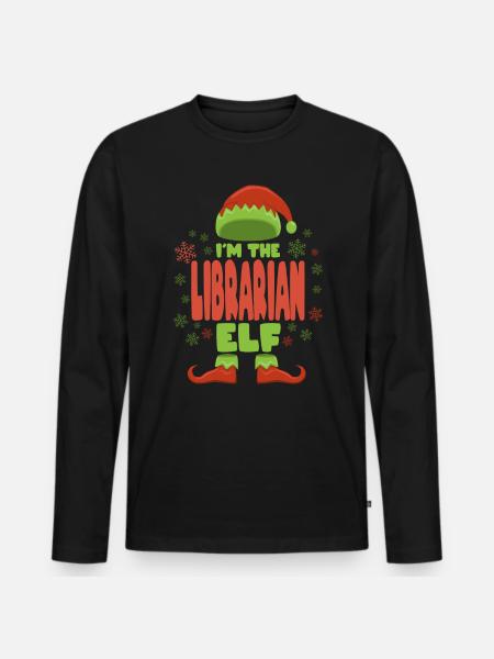 Librarian Christmas Elf - Men's Premium Organic Long Sleeve Shirt - black