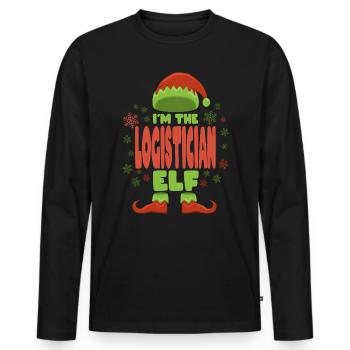 Logisticien Elfe de Noël - T-shirt manches longues Premium bio Homme - noir - Devant - Nico (187cm)