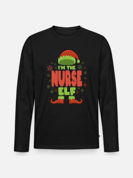 Nurse Christmas Elf - Men's Premium Organic Long Sleeve Shirt - black