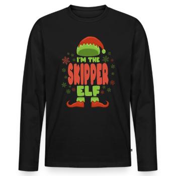 Skipper Christmas Elf - Men's Premium Organic Long Sleeve Shirt - black - Front - Nico (187cm)