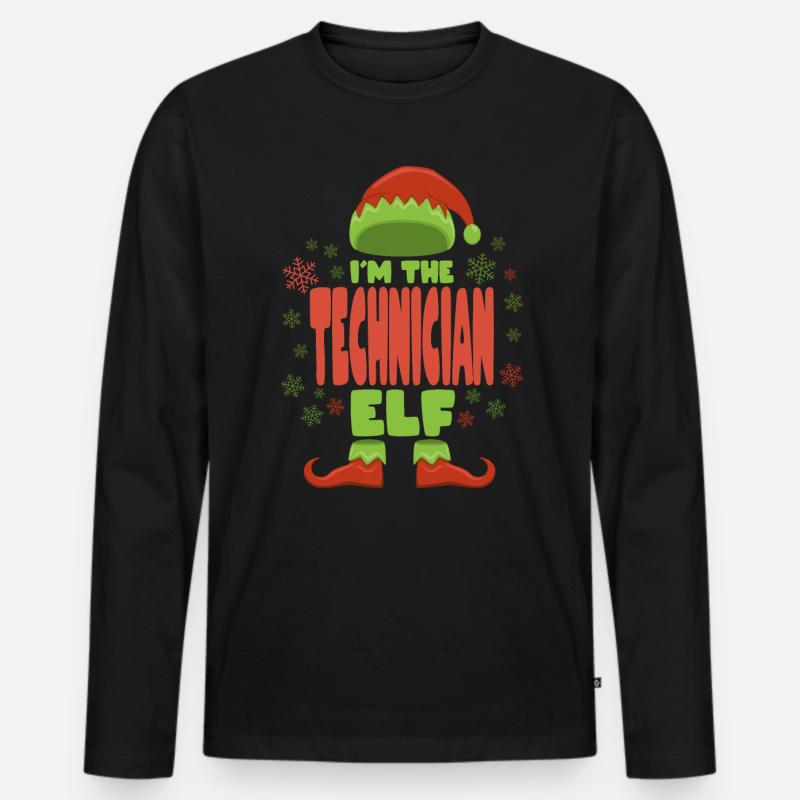 Technician Christmas Elf - Men's Premium Organic Long Sleeve Shirt - black
