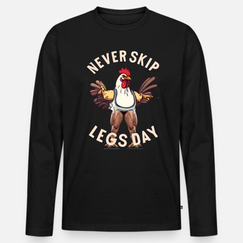 Never Skip Leg Day - Männer Premium Bio Langarmshirt - Schwarz