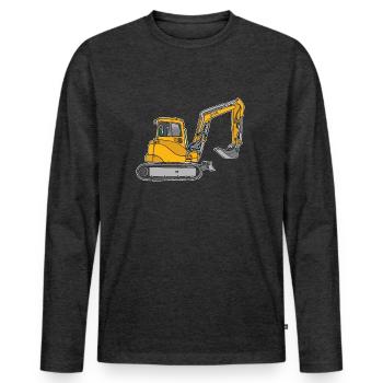 Pelleteuse - T-shirt manches longues Premium bio Homme - anthracite chiné - Devant - Nico (187cm)