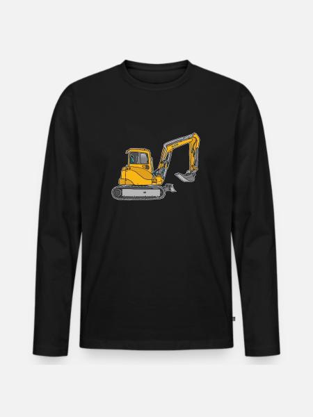Yellow digger / excavators - Men's Premium Organic Long Sleeve Shirt - black