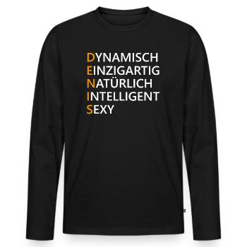 Denis Name Geschenk - Männer Premium Bio Langarmshirt - Schwarz - Vorne - Nico (187cm)