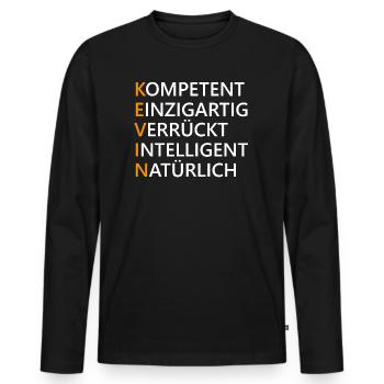 Kevin Name Geschenk - Männer Premium Bio Langarmshirt - Schwarz - Vorne - Nico (187cm)