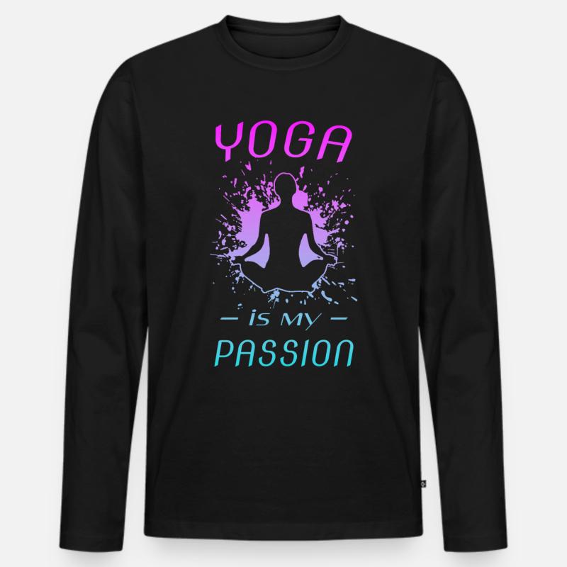 YOGA - Männer Premium Bio Langarmshirt - Schwarz