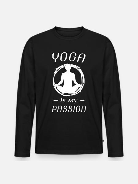 Yoga - Männer Premium Bio Langarmshirt - Schwarz