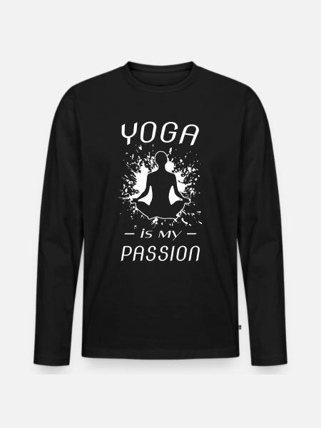 YOGA - Männer Premium Bio Langarmshirt - Schwarz