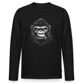 Gorilla Portrait Wildlife Wildlife Jungle Monkey - Men's Premium Organic Long Sleeve Shirt - black - Front - Nico (187cm)