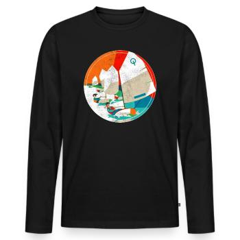 Régate Optimiste - T-shirt manches longues Premium bio Homme - noir - Devant - Nico (187cm)