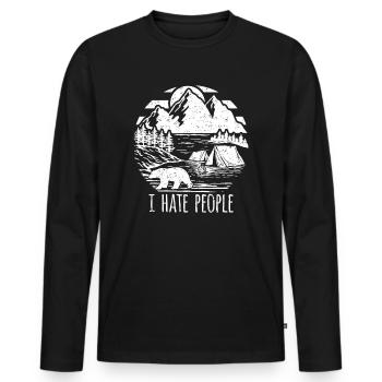 je déteste les gens - T-shirt manches longues Premium bio Homme - noir - Devant - Nico (187cm)