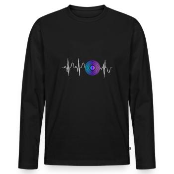 Disque vinyle - T-shirt manches longues Premium bio Homme - noir - Devant - Nico (187cm)