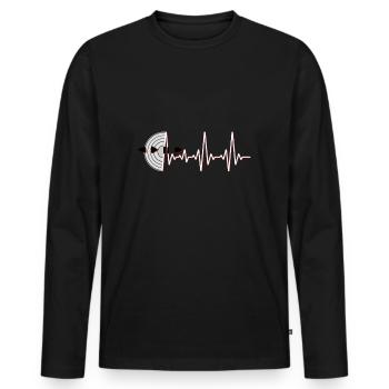 Disque vinyle - T-shirt manches longues Premium bio Homme - noir - Devant - Nico (187cm)