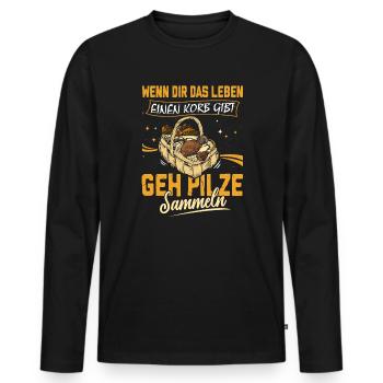 Pilzsammler - Männer Premium Bio Langarmshirt - Schwarz - Vorne - Nico (187cm)