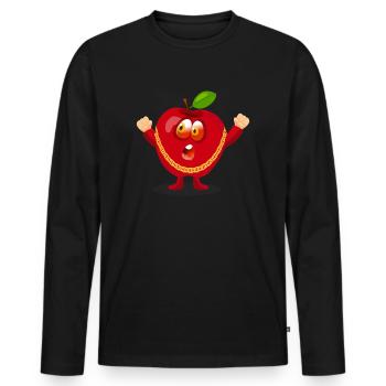 Funny Apple Character - Men's Premium Organic Long Sleeve Shirt - black - Front - Nico (187cm)