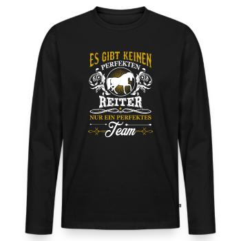 Es gibt keinen perfekten Reiter nur ein perfektes - Männer Premium Bio Langarmshirt - Schwarz - Vorne - Nico (187cm)