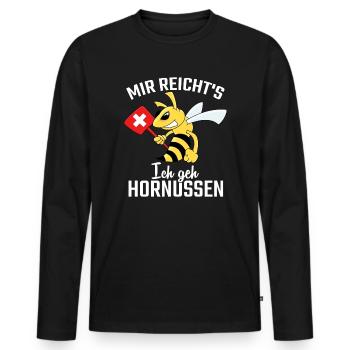 Mir reichts ich geh Hornussen - Männer Premium Bio Langarmshirt - Schwarz - Vorne - Nico (187cm)
