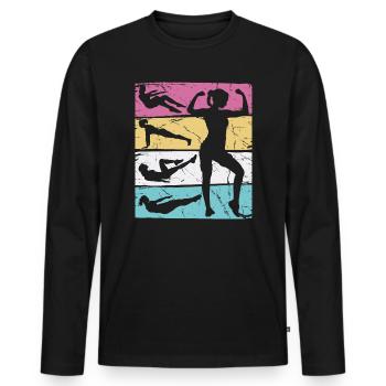 Fille fitness Vintage - T-shirt manches longues Premium bio Homme - noir - Devant - Nico (187cm)