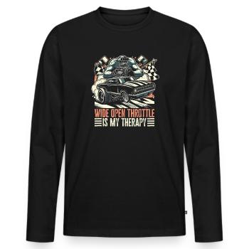 Wide Open Throttle - Therapy for Motorsport Fans - Men's Premium Organic Long Sleeve Shirt - black - Front - Nico (187cm)