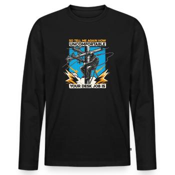 Electrician on the mast - your way to becoming an electricity professional! - Men's Premium Organic Long Sleeve Shirt - black - Front - Nico (187cm)