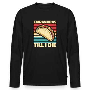 Empanadas - Cadeau parfait pour les gourmets - T-shirt manches longues Premium bio Homme - noir - Devant - Nico (187cm)